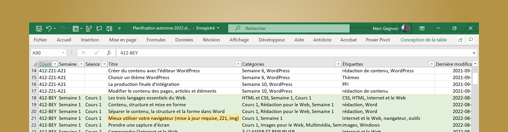 Créer un calendrier de publication